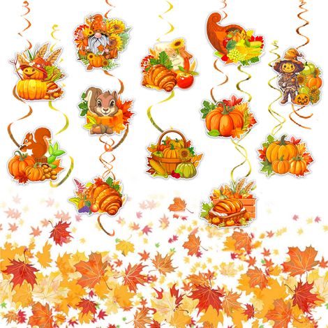 Guirlande Suspendue Automne - Décor Plafond en Forme de Tourbillon avec Chêne, Citrouille, Tournesol et Érable - 48 Pièces (1/5)
