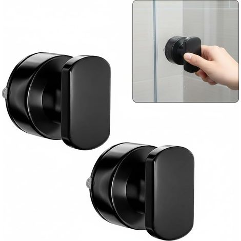 Ensemble de poignée de porte à aspiratrice en deux pièces, poignée de porte à aspiratrice noire, adapté pour portes, fenêtres, armoires, salles de bains, cuisines - pas de forage nécessaire (1/5)
