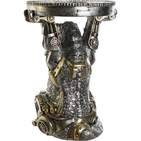 Table d'appoint en résine coloris gris - longueur 36 x profondeur 33 x Hauteur 51 cm (1/5)
