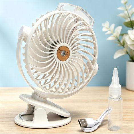 Ventilateur articulé à pince Aigostar 6 pouces 3 pales rechargeable 2400mAh, 5 vitesses blanc flexible sécurisé pour bébé et bureau (1/4)