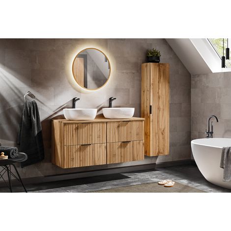 Ensemble de salle de bain Adel Oak - 2 vasques, 1 colonne (1/4)