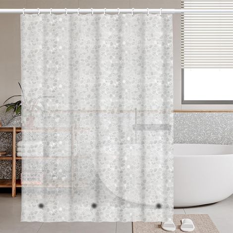 1 Rideau Douche, 180x180cm, PEVA Imperméable, 12 Crochets, Ourlet Lesté, Salle de Bain (1/5)