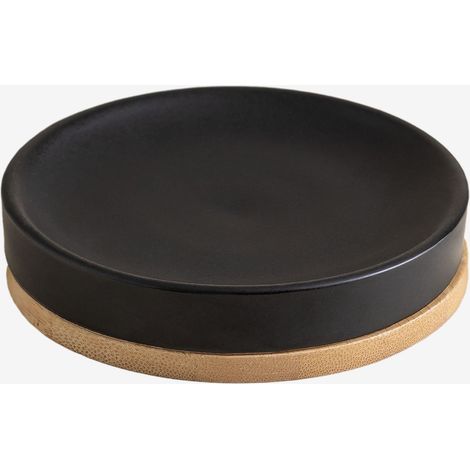 Porte-savon en céramique et bambou Elvan SKLUM Noir (1/5)