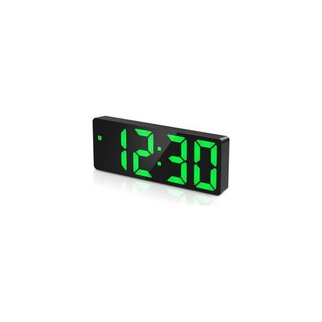 Vert， Réveil Numérique, Horloge de Bureau Numérique, Horloge Digitale à LED avec Voix et Touche Activée, Date, Température, Snooze, 3 Niveaux Luminosité Réglable, Batterie/USB, pour Maison