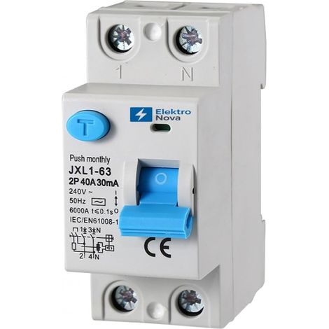 Interrupteur différentiel pur 2P C40 40A 6K 30mA - 2 modules DIN - 220V RCCB