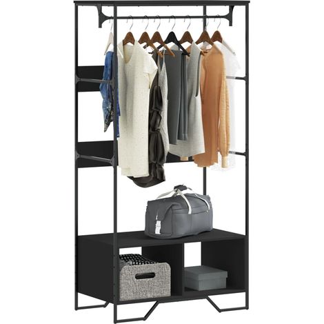 Armoire-Meuble de rangement noir 90x50x180 cm bois d’ingénierie 370598 (1/5)