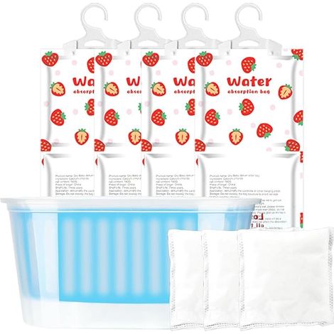 Déshumidificateur Pour la Maison, sac Déshumidificateur 280 g, Déshumidificateurs avec 2 sacs de Recharge de 280 g et Absorbeur d'humidité Pour Armoire (lot de 4), à Auspendre Contre l'humidité (1/5)