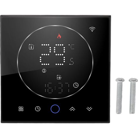 Smart Home Thermostat Programmable WiFi Thermostat with Touchscreen Color Display for Boiler Heating AC95‑240V Black