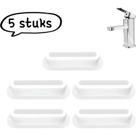 Lot de 5 couvercles de trop plein pour évier lavabo et plan de travail avec bouchon ovale et joint d'étanchéité blanc (1/5)