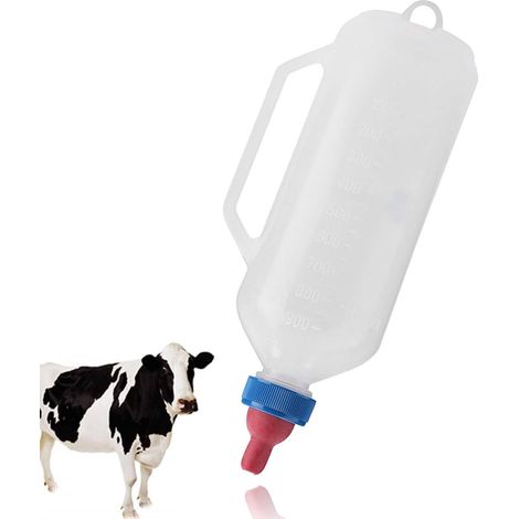 Biberons JeiibrZui pour animaux - 1000 ml - Biberon monobloc avec tétine - Transparent pour agneaux, veaux et chèvres (1/5)