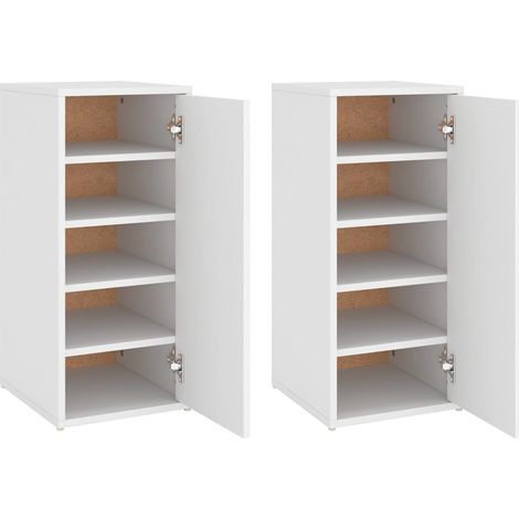vidaXL Scarpiere 2 pz Bianche 32x35x70 cm in Legno Multistrato