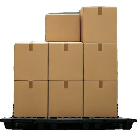 Pallet in plastica, materiale HDPE, dimensioni 60x40x10 cm, capacità di carico 100 kg, resistente all'umidità, impilabile. (1/5)