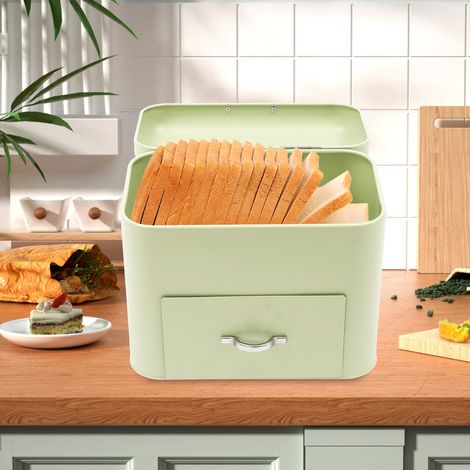 Electroplating Large Capacity Bread Storage Box Bread Fresh Keeper Organizer for storing breads, pastries, doughnuts, cookies, Green (1/5)