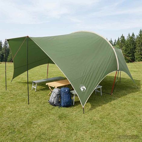 Bâche Tarp de Camping Abri Soleil et Pluie en Polyester Vert 550 x 400 x 230 cm - PANGIVO (1/5)