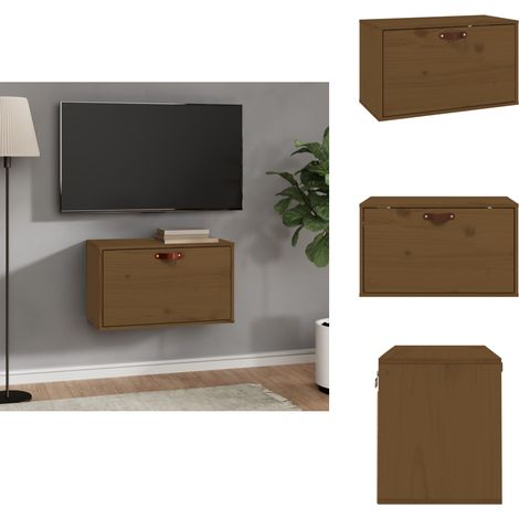 Armoire murale Marron miel 60x30x35 cm Bois de pin massif - Étagère Murale - Bibliothèque Murale - Rangement Mural - Armoire Murale - Meubles De Salle À Manger (1/5)