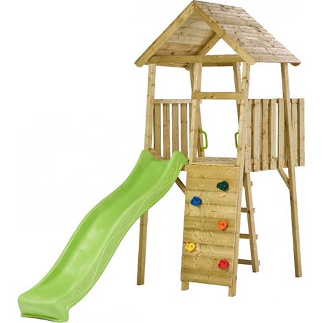 KANGUI Tour de jeux en bois WIKI - Toboggan, mur d'escalade, cabane, échelle (1/4)