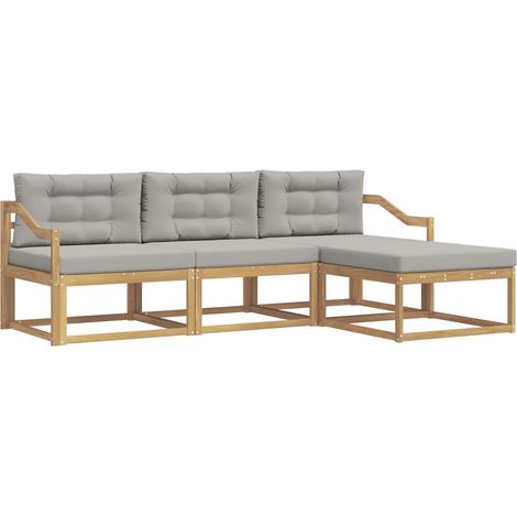 Outdoor Sofa Set 4 pcs White and Light Grey Polyester vidaXL (1/5)
