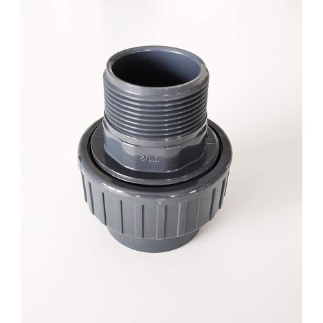 Interplast – Raccord union mixte 3 pièces PVC pression ø 50 mm – Intérieur à coller vers filetage 11/2 – Pour plomberie et irrigation (1/5)