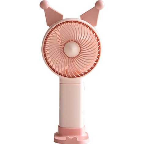 Mini ventilateur portatif USB rechargeable, ventilateur électrique à piles, ventilateur dessin animé rose pour maison, école, bureau (1/5)