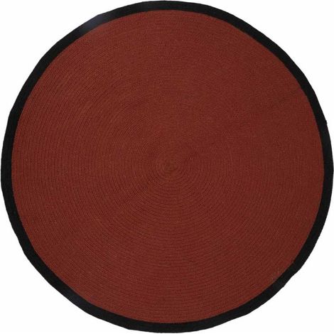 Tapis Rond en Coton "Bord" 120cm Terracotta & Noir (1/3)
