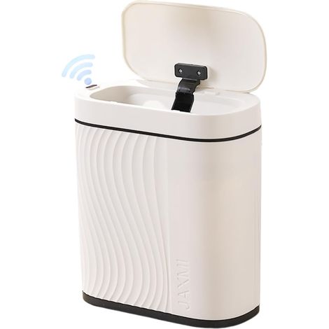 Poubelle Salle Bain et Chambre 8L – Poubelle Anti-Odeur Automatique avec Capteur, Idéale pour Salle de Bain, Cuisine, Blanc (1/5)