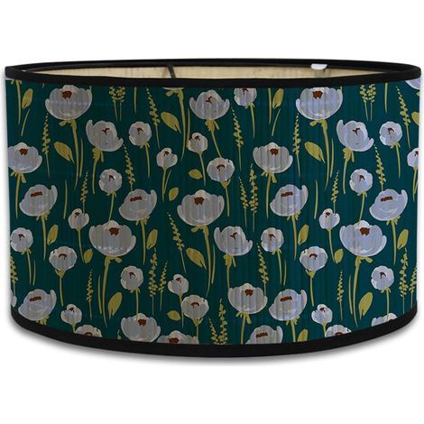 1 Abat-jour Bambou Motif Fleurs, Diamètre 30cm, Cylindrique Détachable pour Lampe de Table et Sur Pied (1/5)