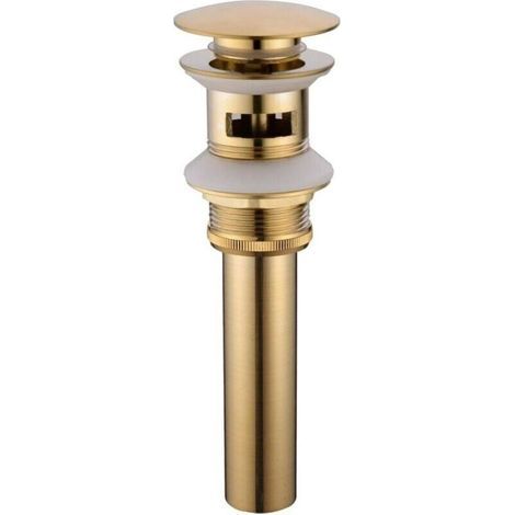 Bonde et Accessoires pour Vasque et Lavabo en Laiton Brossé Doré - Évacuation des Eaux Usées (1/5)
