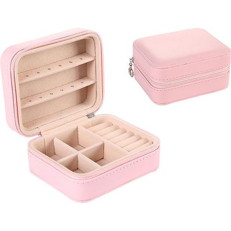 Petite boîte à bijoux en cuir PU rose (1/5)