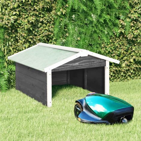 Garage de tondeuse à gazon 72x87x50 cm Gris et blanc Sapin (1/5)