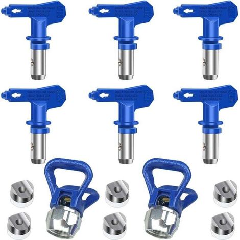 1 set - 6 Pieces Airless Spray Nozzle, Reversible Airless Spray Nozzles, Airless Nozzle for High Pressure Paint Gun (Type 211, 315, 417, 515, 517, 523) (1/4)