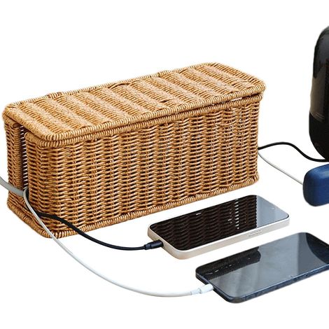Boîte Range-Câbles Panier de Charge, Organisateur et Cache-câbles de Bureau Panier Station Charge Pour Câbles Multiprises TV Ordinateur Hub USB Espaces Travail Domicile Sous Bureau Meubles TV (1/5)