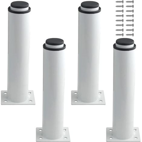 4 mattschwarze Metall-Tischbeine 18–30 cm, Couchtischbein, verstellbares Tischbein, Möbelbeine, Set inklusive Schraubendreher und Schrauben, weiß