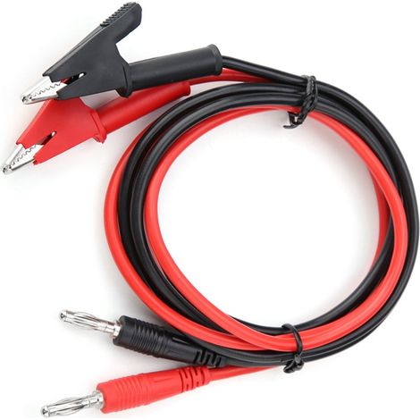 P1040 Paquete de 2 cables de prueba con conectores banana de silicona y pinzas de cocodrilo (1/5)