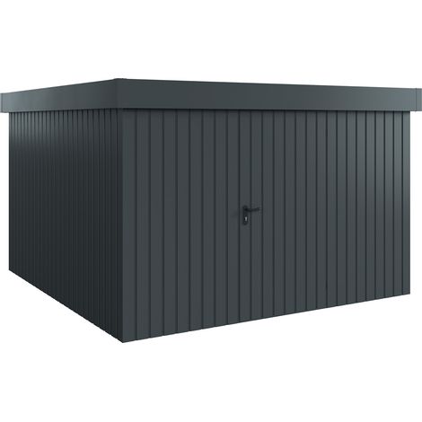 Hörmann Ecostar Metall-Gerätehaus "Euroline Trend" mit Flachdach EFD 14, anthrazitgrau, 310 x 310 cm, 1-flüglige Tür