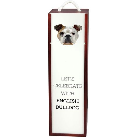 Bulldog inglés, Bulldog - caja de vino geométrica con foto e inscripción de Art-Dog (1/5)