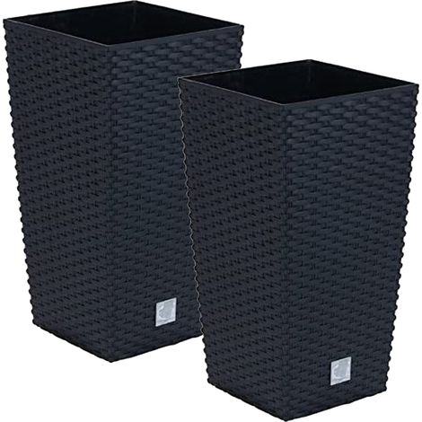 2 unidades de maceta rato de 26,6 litros con inserto 26,5 x 26,5 x 50 cm en color antracita (1/5)