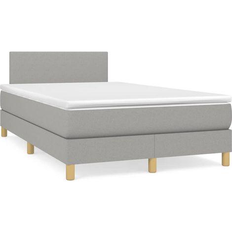 Sommier à lattes de lit matelas LED gris clair 120x190 tissu (1/5)