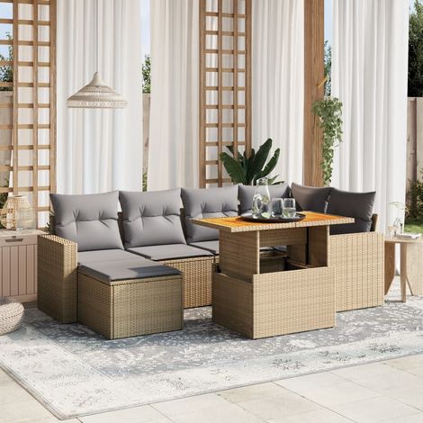 Ensemble Salon Jardin Modulable Gris 11 Pièces avec Table Basse/Réglable et Coussins - Résine Tressée, Jardin Terrasse Patio, Stockage (1/3)