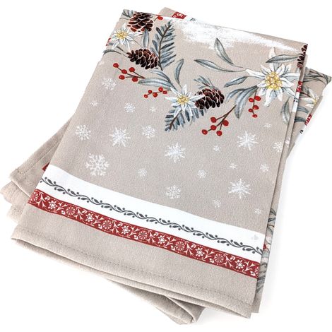 Lot de 2 torchons de cuisine 50x70 cm coton CHALET lin (1/5)