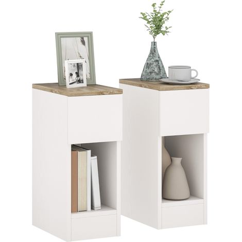 Modern Cream White Bedside Tables Set of Two for Stylish Bedroom Storage Solutions (1/5)