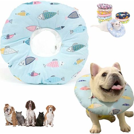 VURAHOME - Collerette Chat Anti Lechage Collier de Récupération Protection pour Chat Chiot Chien Animaux de Compagnie après la Chirurgie réglable Collerettes Anti-Morsure (L. Poisson Bleu) (1/5)