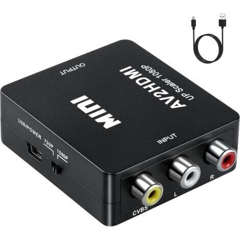 Adaptateur RCA vers HDMI, convertisseur audio et vidéo AV vers HDMI prenant en charge 1080P avec cordon d'alimentation USB pour PS2 Gamecube VHS caméra ordinateur portable DVD STB (1/5)