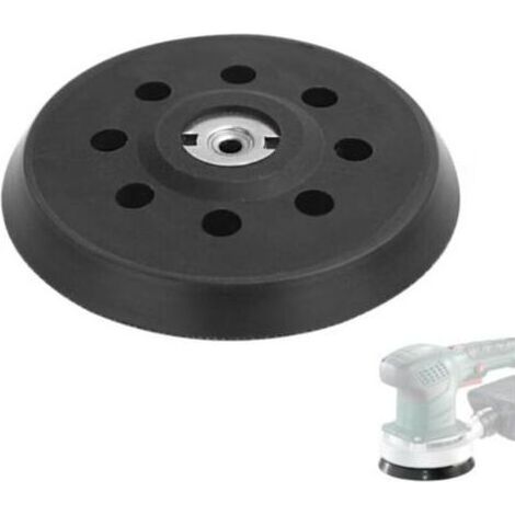 GVSS 1 Pièce Plateau Ponceuse 125mm 631220000, Plateau de Ponçage 125mm Perforé Auto-Agrippant Compatible avec Metabo SXE 325 Intec 425 Turbotec,Noir (1/5)