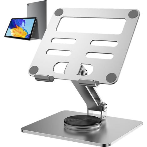Support de tablette, réglable, portable, support de tablette avec base pivotante, support de bureau avec support de bureau pivotant (1/5)