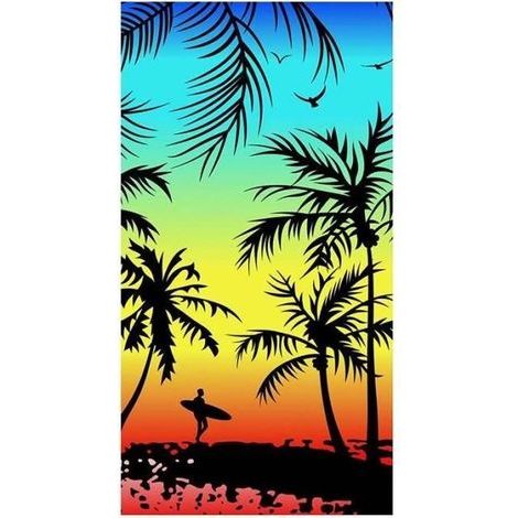 Strandtuch – Kokospalmen am Abend – Mikrofaser – 100 x 180 cm – Schnelltrocknend (1/4)