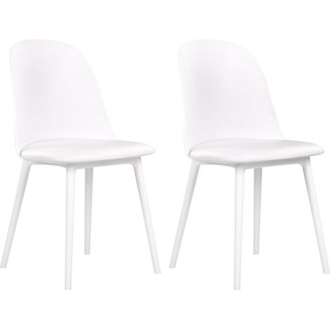 Soggiorno moderno minimalista Set di 2 sedie da pranzo Seduta imbottita sintetica Bianco Fomby (1/5)