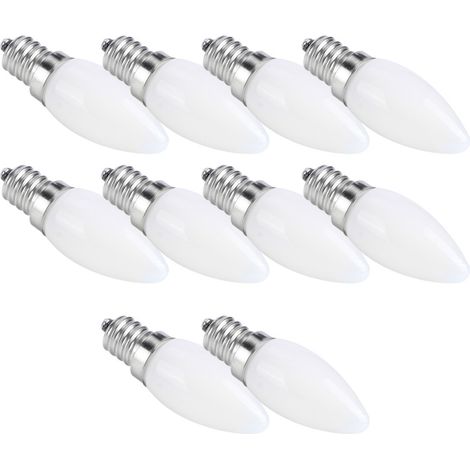 10 ampoules LED E12 1,5W blanc chaud pour lustre, plafonnier, lampe murale, éclairage intérieur, 110V AC
