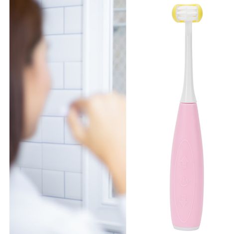 Brosse à dents sonique pour enfants, rechargeable par USB, pour les enfants de plus de 3 ans, rose et jaune (1/5)