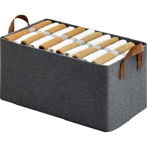 Boîte de rangement - Gris - 50L - Pliable - Empilable - Acier galvanisé 47x35x30cm (1/4)