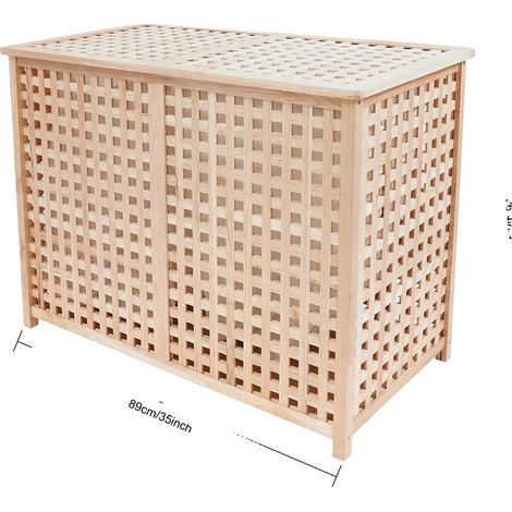 Cesto de ropa, almacenamiento de doble compartimento, construcción duradera. (1/2)